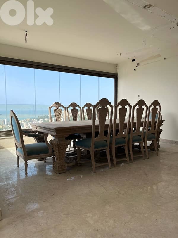 Antique French Oak Dining Set, Solid Sendyan & Large Matching Buffet 1