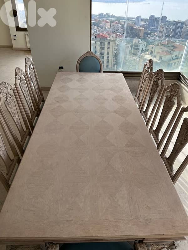 Antique French Oak Dining Set, Solid Sendyan & Large Matching Buffet 2