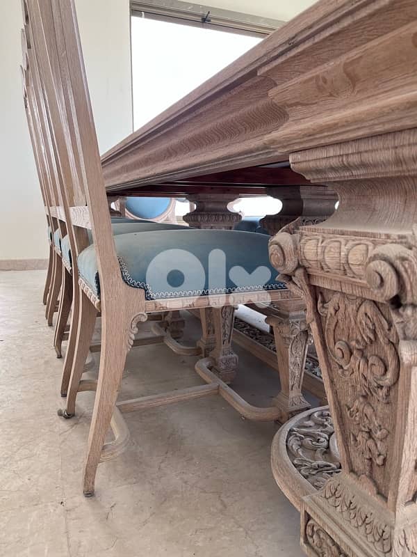 Antique French Oak Dining Set, Solid Sendyan & Large Matching Buffet 6