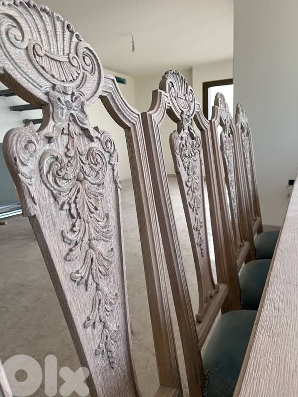 Antique French Oak Dining Set, Solid Sendyan & Large Matching Buffet 8