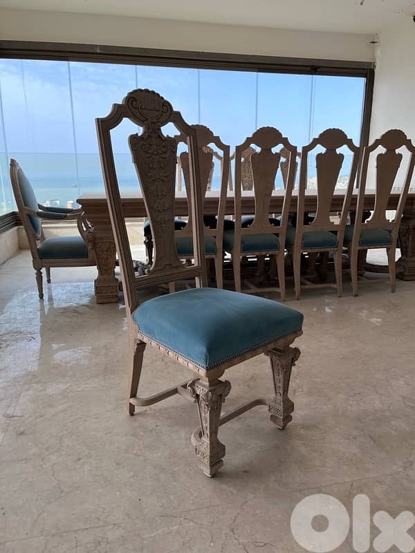 Antique French Oak Dining Set, Solid Sendyan & Large Matching Buffet 10