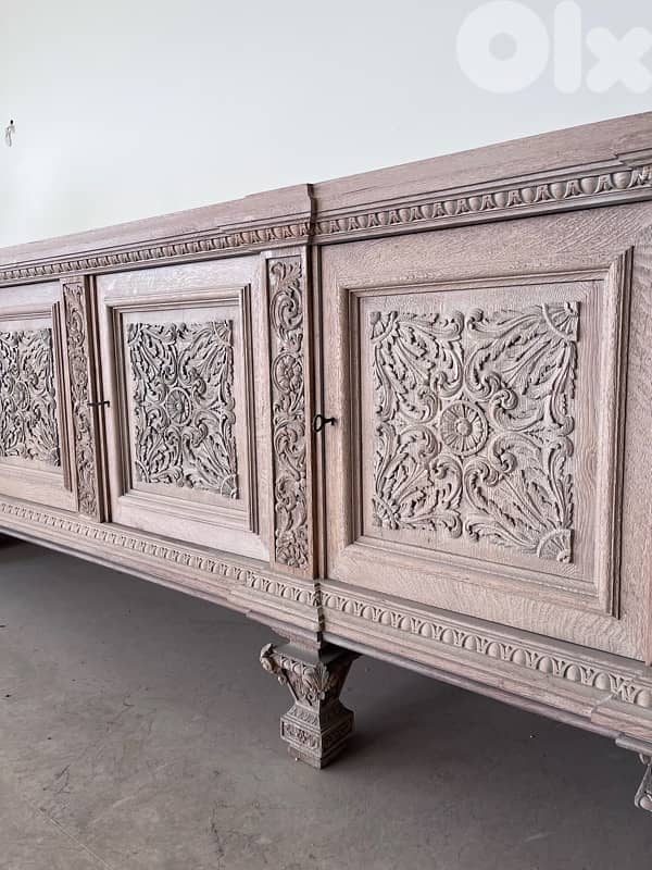 Antique French Oak Dining Set, Solid Sendyan & Large Matching Buffet 13