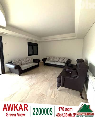 170 sqm Apartment For Sale in Awkar عوكر with Green View