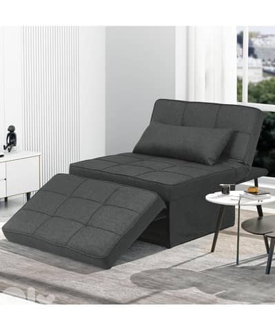 4-in-1 Convertible Sofa Bed with Ottoman – Adjustable Backrest
