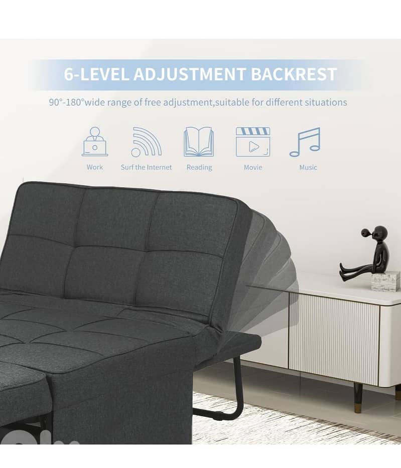 4-in-1 Convertible Sofa Bed with Ottoman – Adjustable Backrest 1