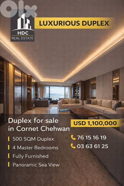 cornet chehwan 600 sqm Ultra Deluxe furnished Duplex | Panoramic sea