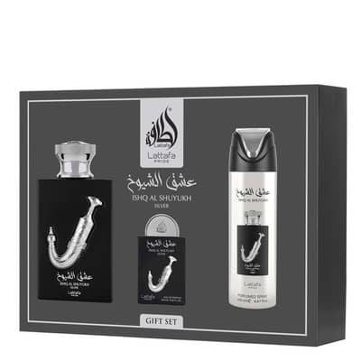 Lattafa Ishq Al Shuyukh Silver 3-Piece Gift Set – Unisex