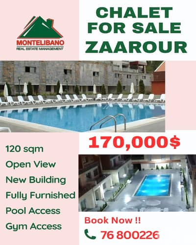 120 sqm Chalet For Sale in Zaarour زعرور with 2 Pools & Gym Access