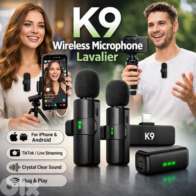 K9 Wireless Microphone lavalier For iPhone android tiktok live video
