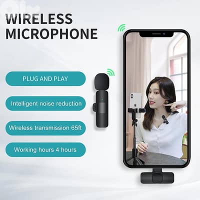K8 Wireless Lavalier Microphone Plug and Play for iPhone Android