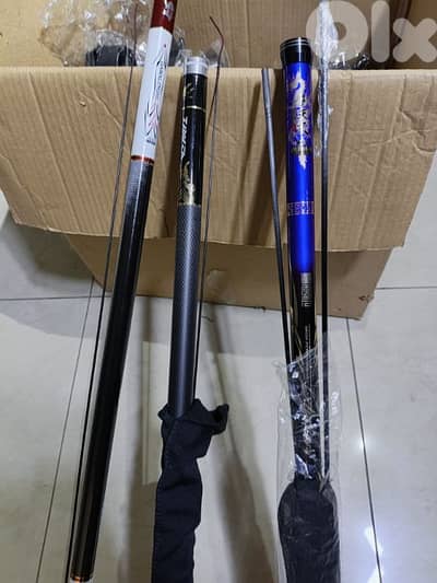 قصب صيد سمك كربون وزن خفيف 7 متار و 8 متار جديد