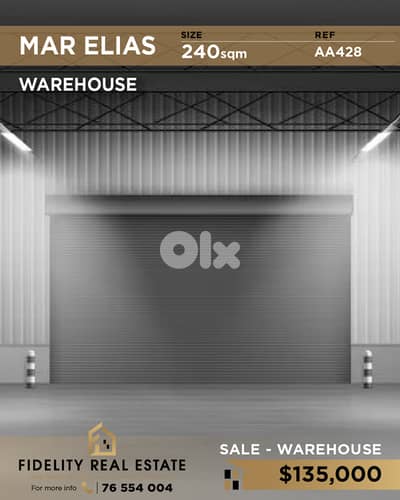 Warehouse for sale in Mar Elias AA428 مستودع  للبيع في مار إلياس