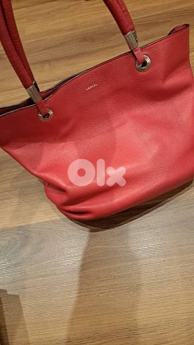Lancel Paris Grained Leather Tote - Red