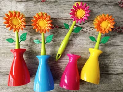 cute flowers sink brushs