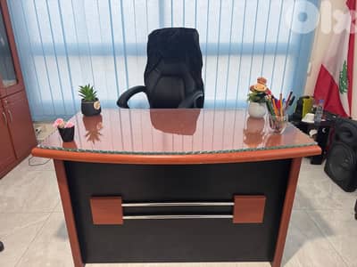 Office Furniture Set - Desk, Leather Sofas & Storage Cabinet.