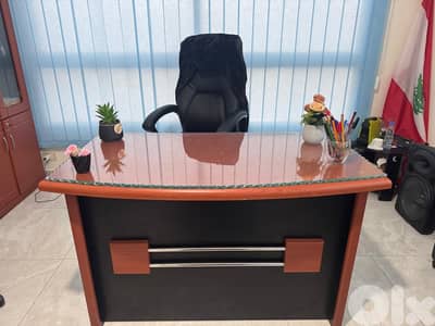 Office Furniture Set - Desk, Leather Sofas & Storage Cabinet.