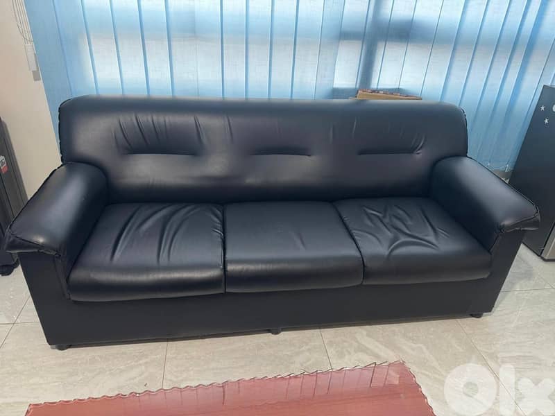 Office Furniture Set - Desk, Leather Sofas & Storage Cabinet. 1