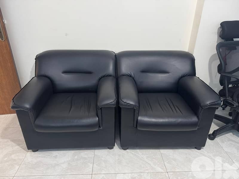 Office Furniture Set - Desk, Leather Sofas & Storage Cabinet. 2