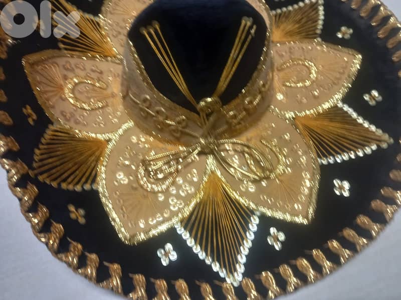 Original Sombrero Mariachi Hat made in Mexico in black and Gold Colour 3