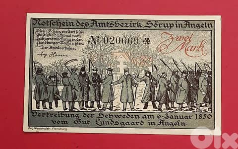 Germany Sőrup 1920 2 Mark old vantage emergency banknote