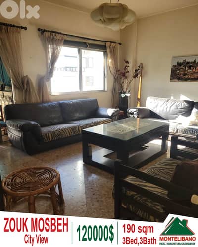 190 sqm Apartment For Sale in Zouk Mosbeh ذوق مصبح  with City View