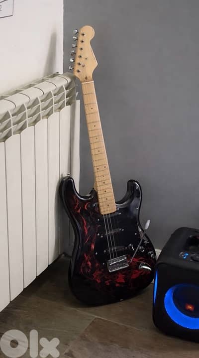 Electric Guitar Bock Red Flames