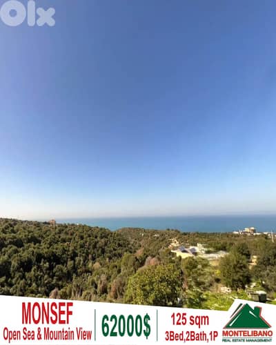 125 sqm Apartment For Sale in Monsef منصفwith Open Sea & Mountain View
