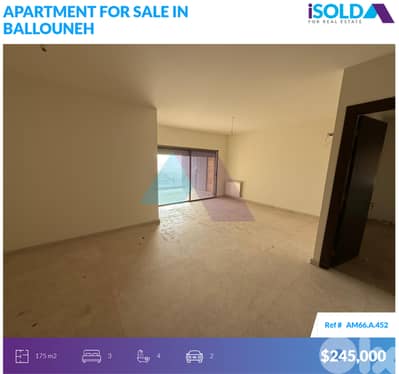 175m2 apartment+sea view 4sale in Ballouneh - شقة للبيع في بلونة