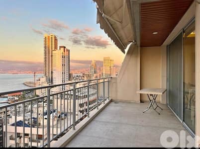 Furnished Apartment For Rent In Ain Mraiseh + Balcony | Sea View