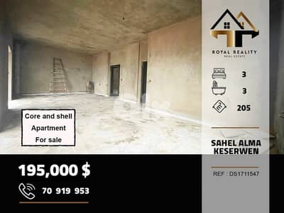 core and shell apartment for sale in sahel alma keserouan