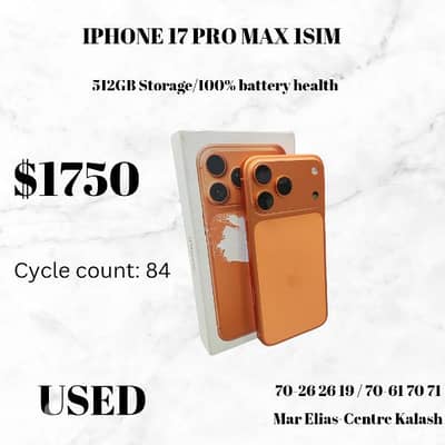apple iphone 17 pro max 512 1sim used