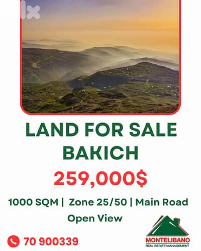 1000 sqm Land For Sale in Bakich باكيش with Open View