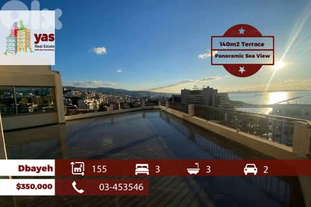 Dbayeh 155m2 | 140m2 Terrace | Rooftop | Panoramic Sea View | PAN