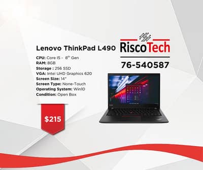 Lenovo ThinkPad L490 14”- Core i5-8th – RAM 8GB – SSD 256GB - لابتوب