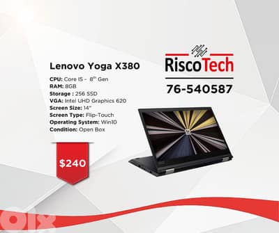 Lenovo Yoga X380 14” - Core i5-8TH – RAM 8GB – SSD 256GB - لابتوب