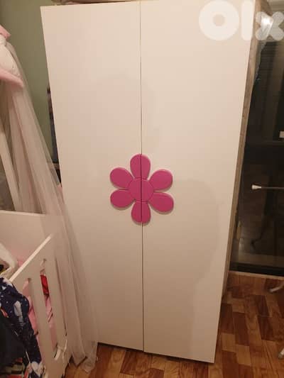 Complete Baby Girl Bedroom Set (White & Pink Flower Design)