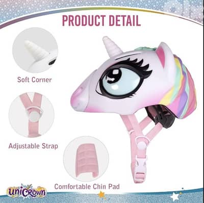 ANIMILES Kids bicycle & multi sports Helmet, 3D Unicorn/4$ delivery