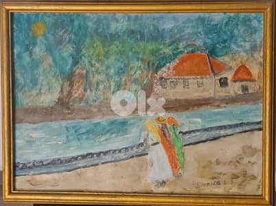 Vintage Impressionist Landscape - Signed Simonne Warde (50x40 cm)