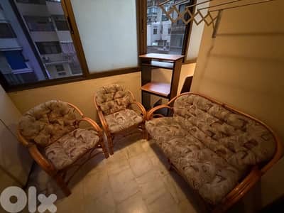 3 bamboo sofas + PC desk