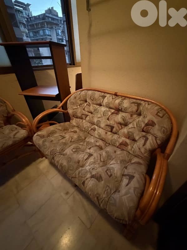 3 bamboo sofas + PC desk 2