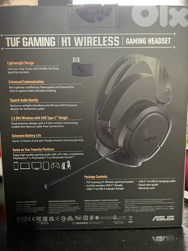 the ASUS TUF  H1 wireless gaming headset 1