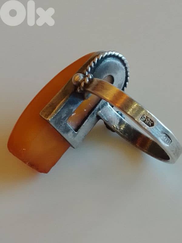 Vintage and Unique Soviet Russian Sterling Silver Ring Stamped 3