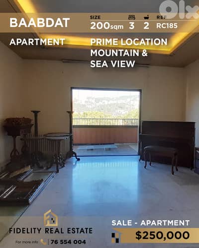 Apartment for sale in Baabdat RC185 شقة للبيع في بعبدات