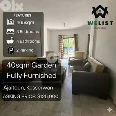 165sqm + 40sqm Garden Apartment for sale in Ajaltoun, Kesserwan