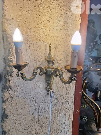 pair of brass wall lights
