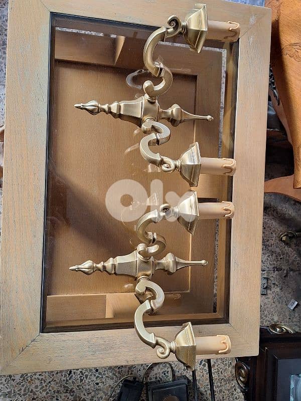 pair of brass wall lights 1