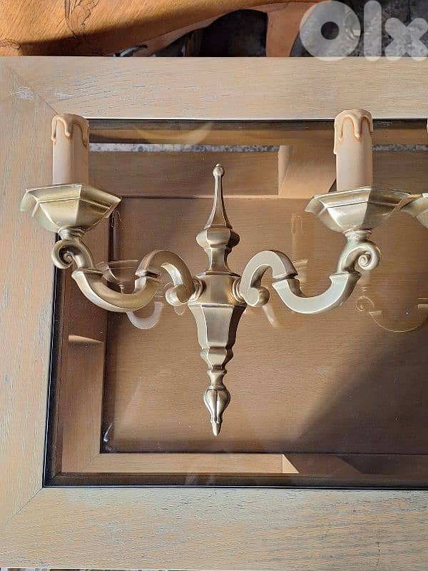 pair of brass wall lights 2