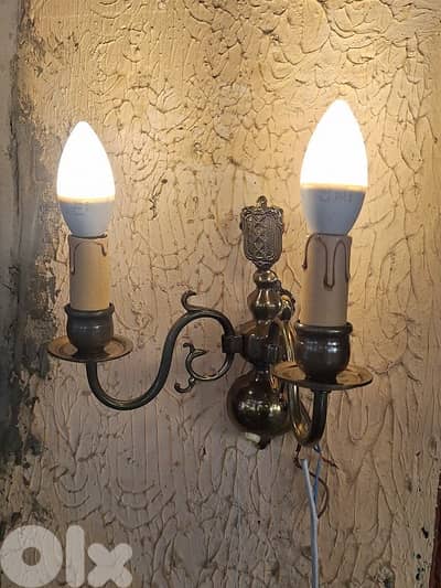 2 antique french bronze wall lights