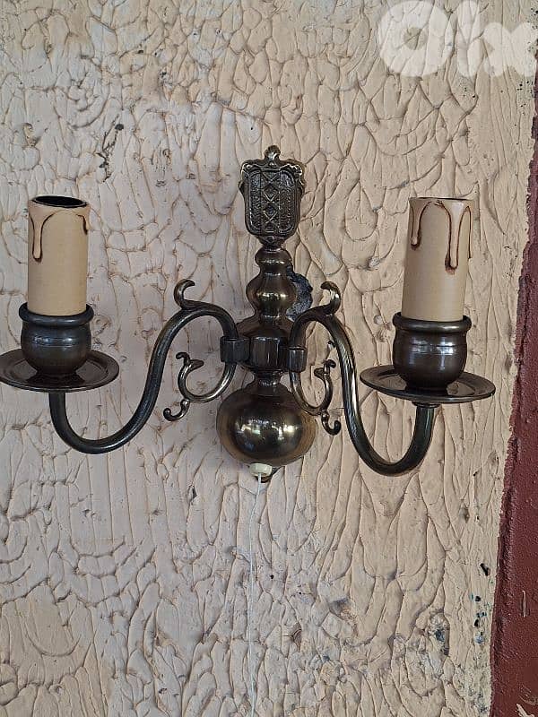 2 antique french bronze wall lights 1