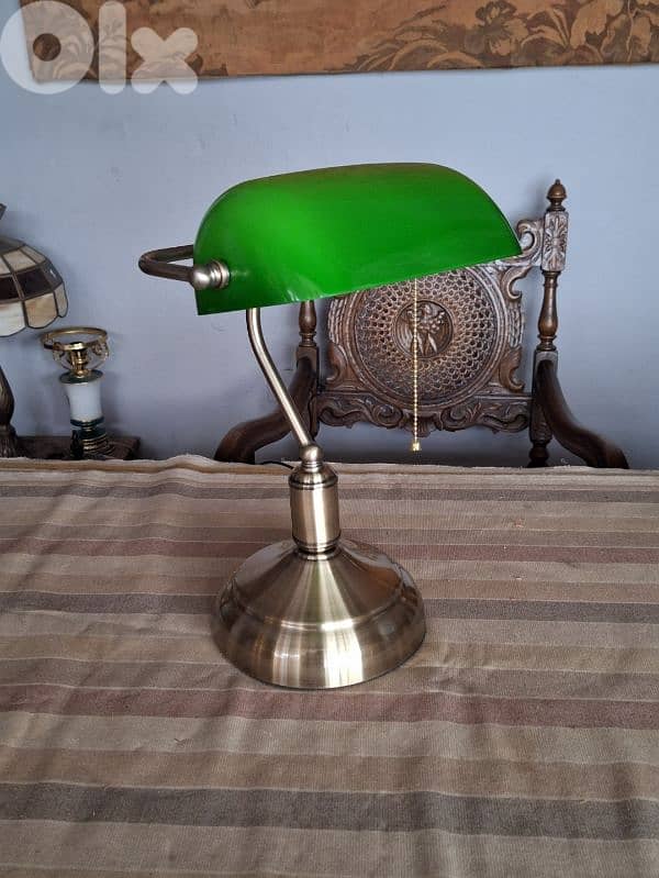 antique green opaline lamp 3